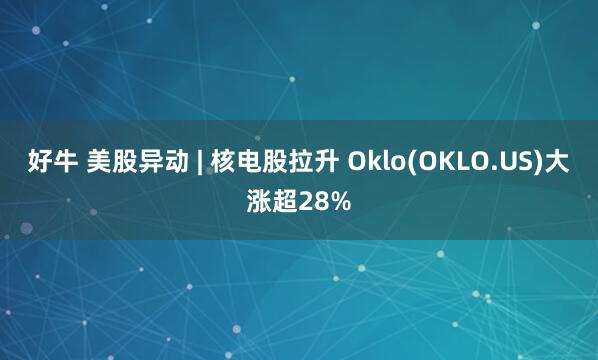 好牛 美股异动 | 核电股拉升 Oklo(OKLO.US)大涨超28%