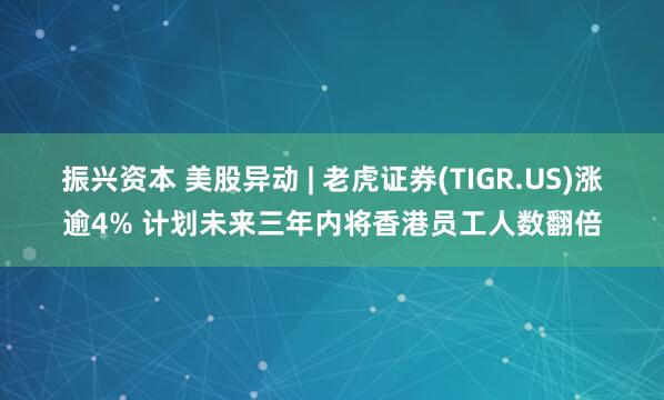 振兴资本 美股异动 | 老虎证券(TIGR.US)涨逾4% 计划未来三年内将香港员工人数翻倍